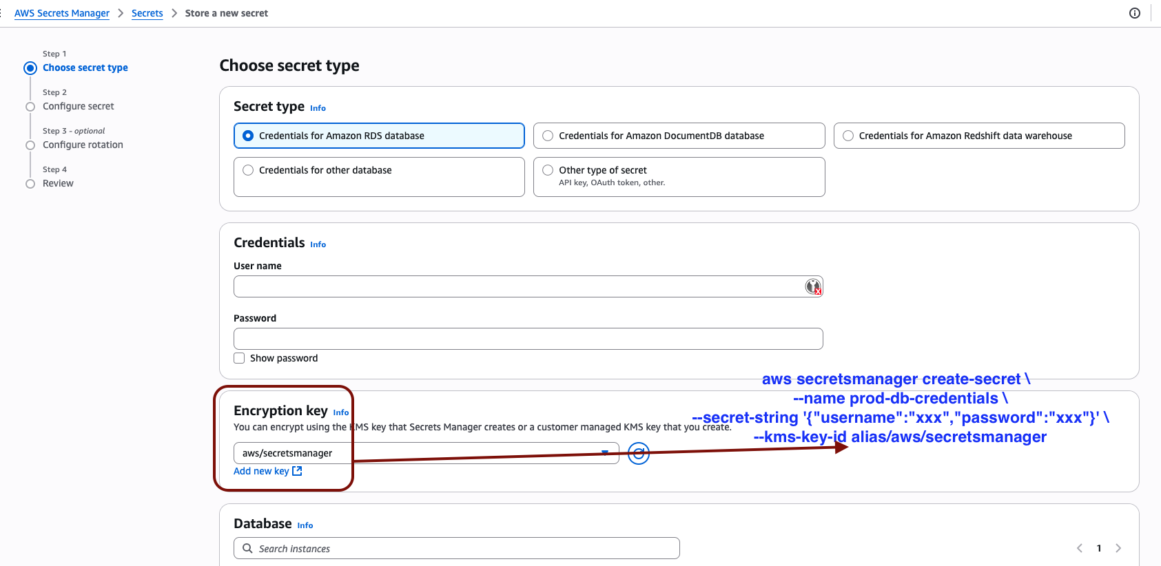 AWS Secrets Manager Setup encryption