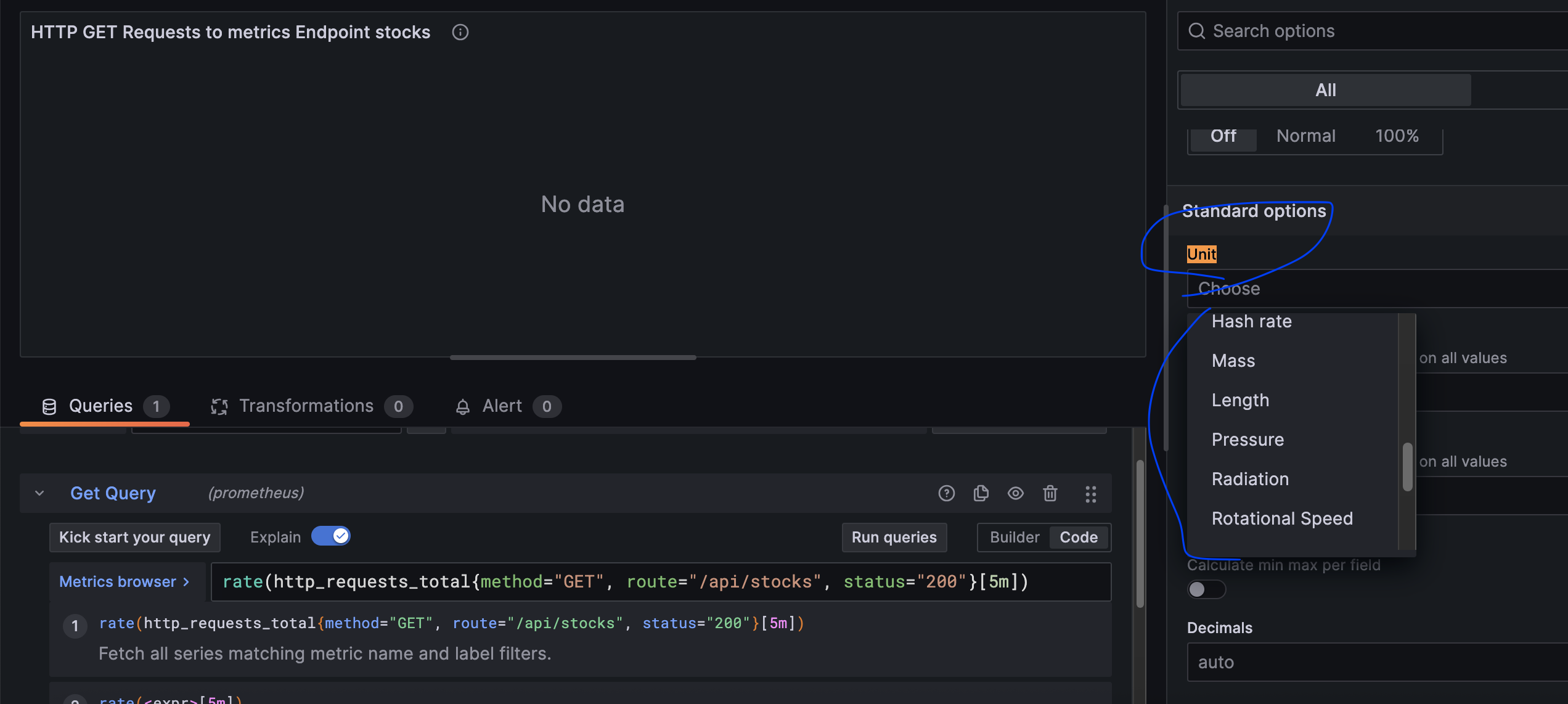 Tableau de bord Grafana pour les requĂȘtes HTTP